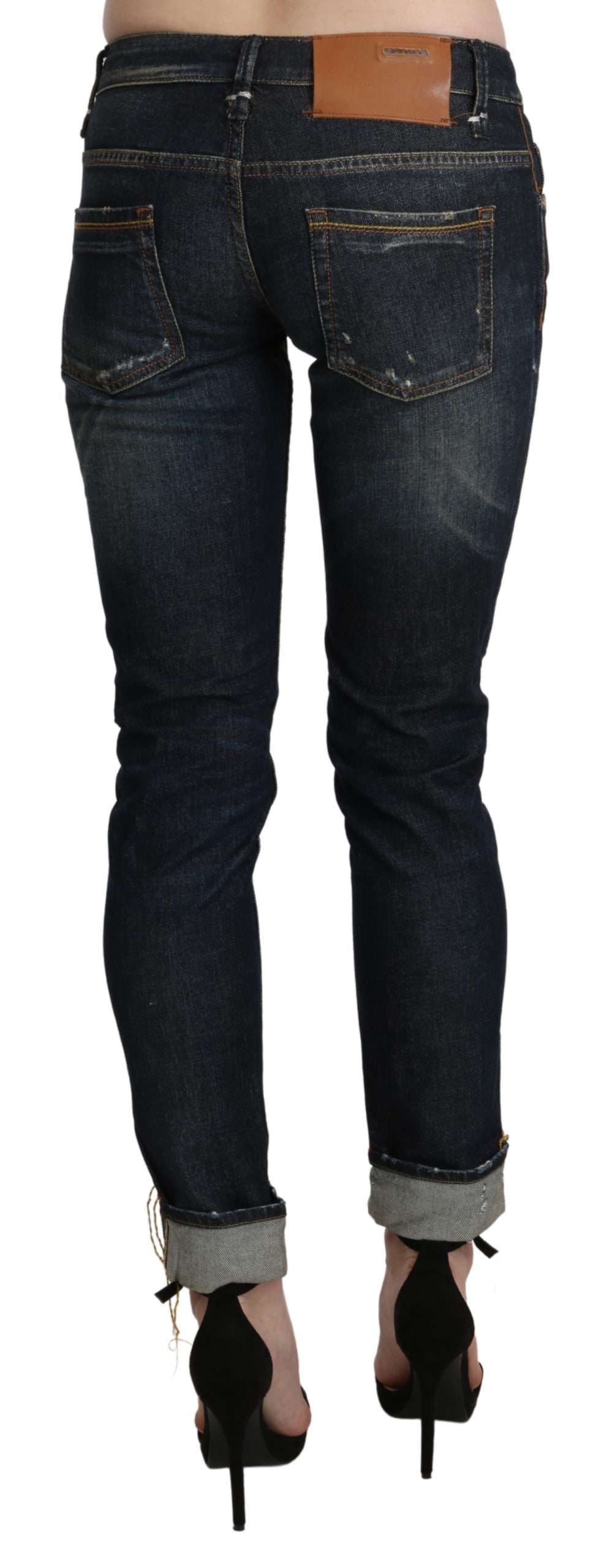 Chique donkerblauwe skinny cropped jeans