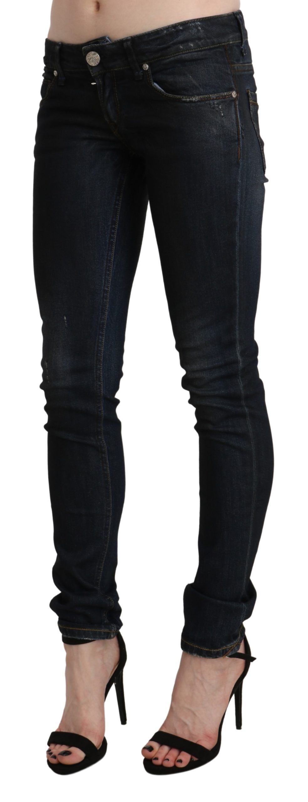 Chique, zwarte skinny jeans met lage taille