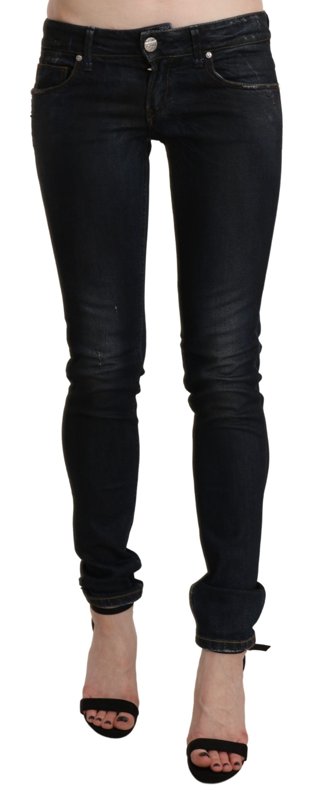 Chique, zwarte skinny jeans met lage taille