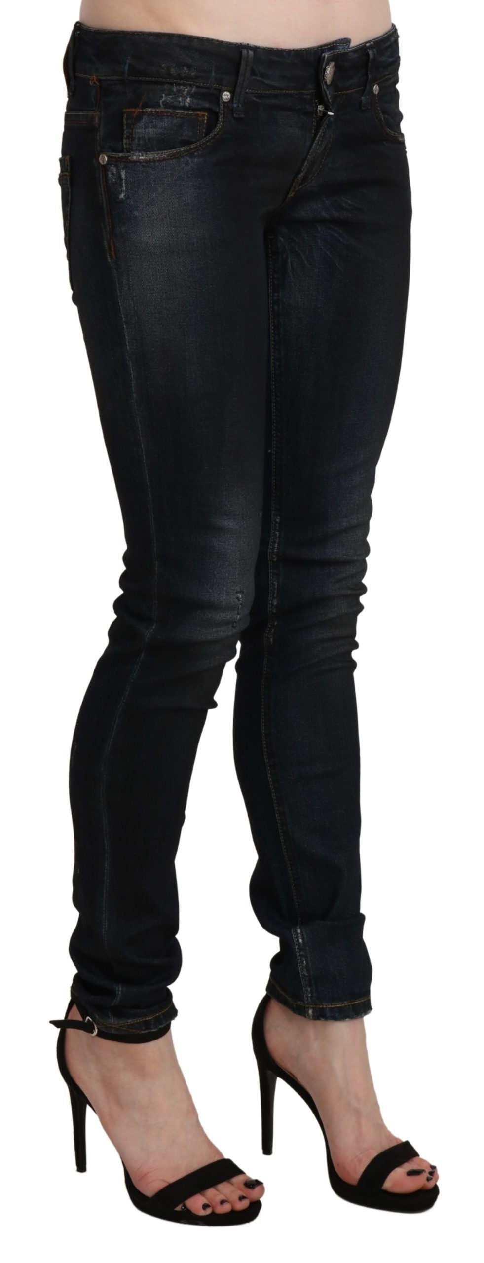 Chique, zwarte skinny jeans met lage taille