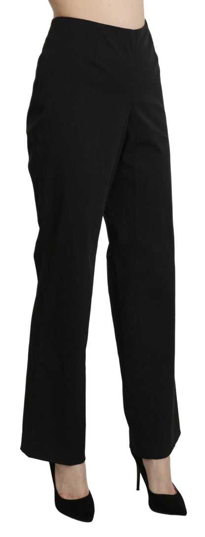 Elegante hoge taille rechte zwarte broek