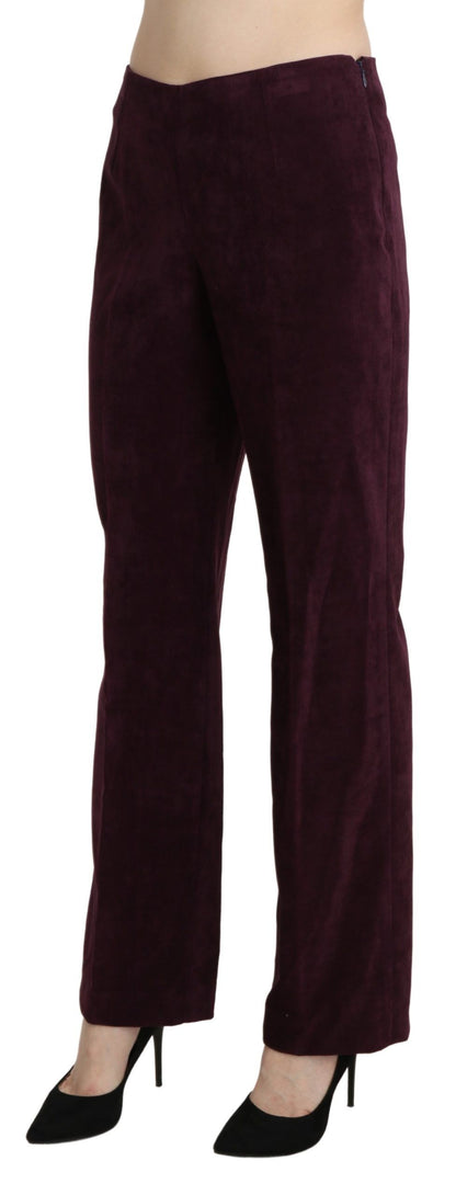 Elegante hoge taille rechte paarse broek