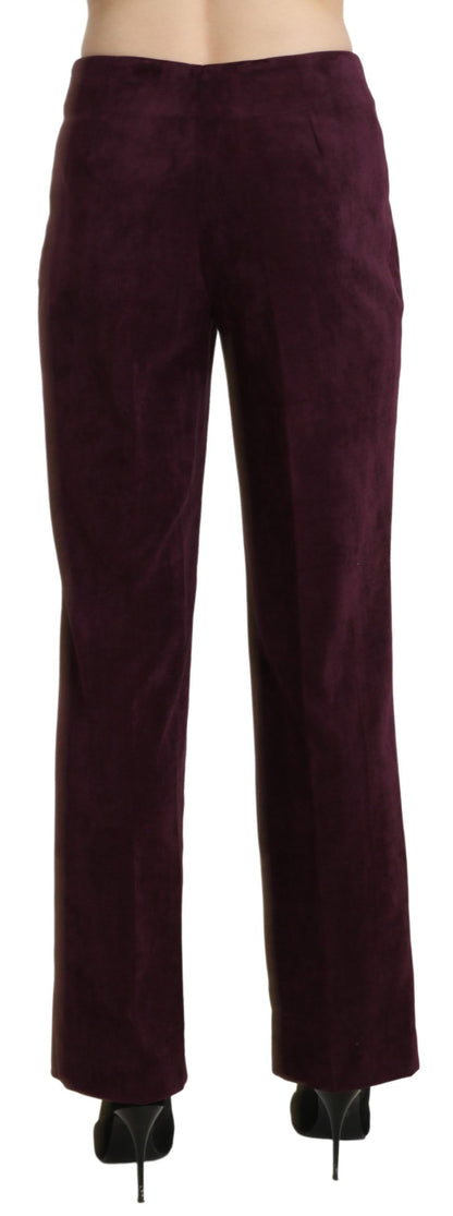 Elegante hoge taille rechte paarse broek