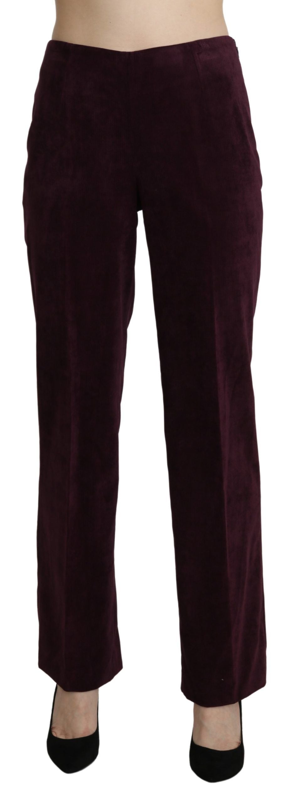 Elegante hoge taille rechte paarse broek