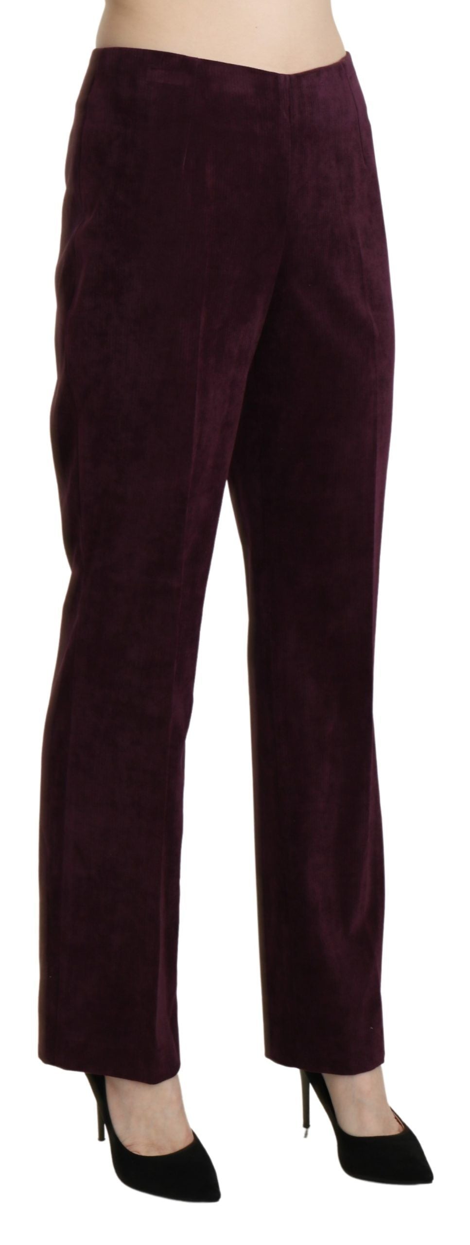 Elegante hoge taille rechte paarse broek