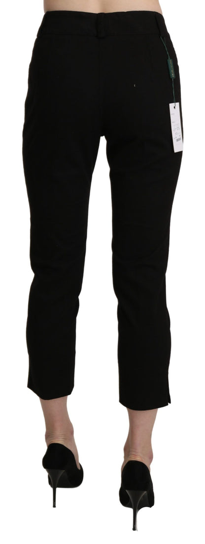 Elegante zwarte cropped broek met hoge taille