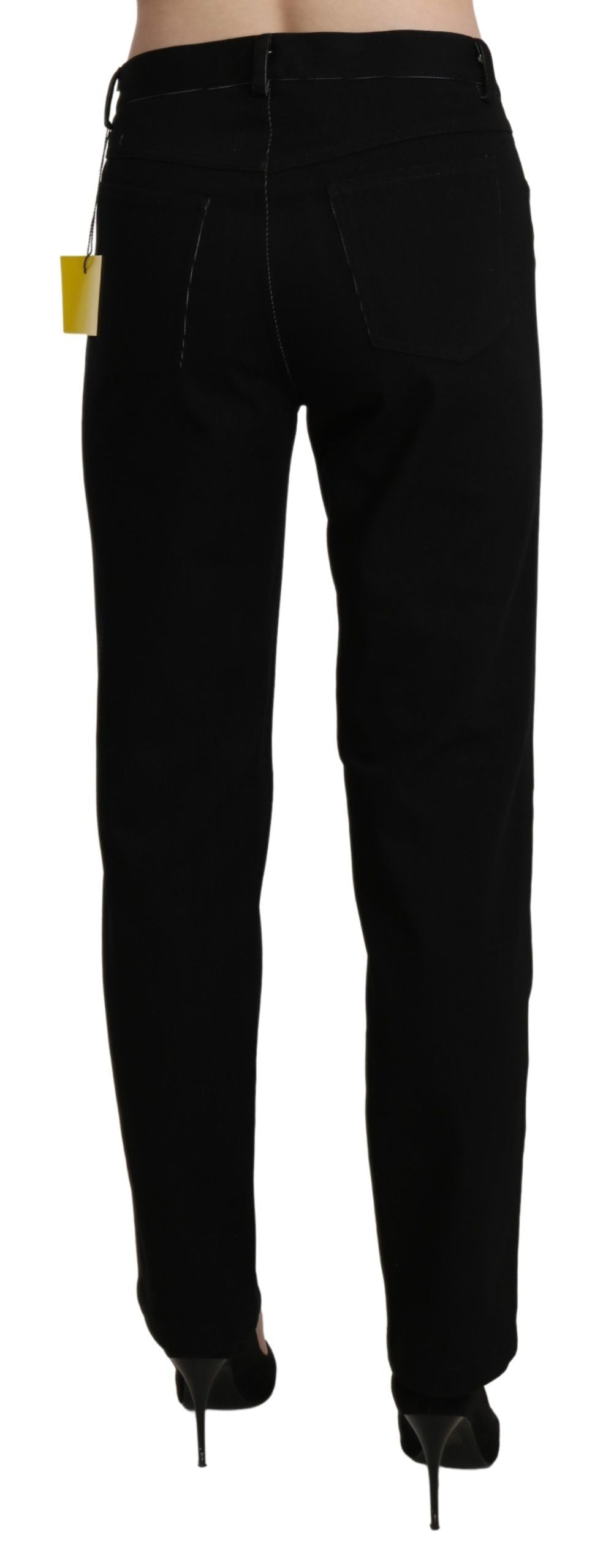 Elegante hoge taille rechte zwarte broek