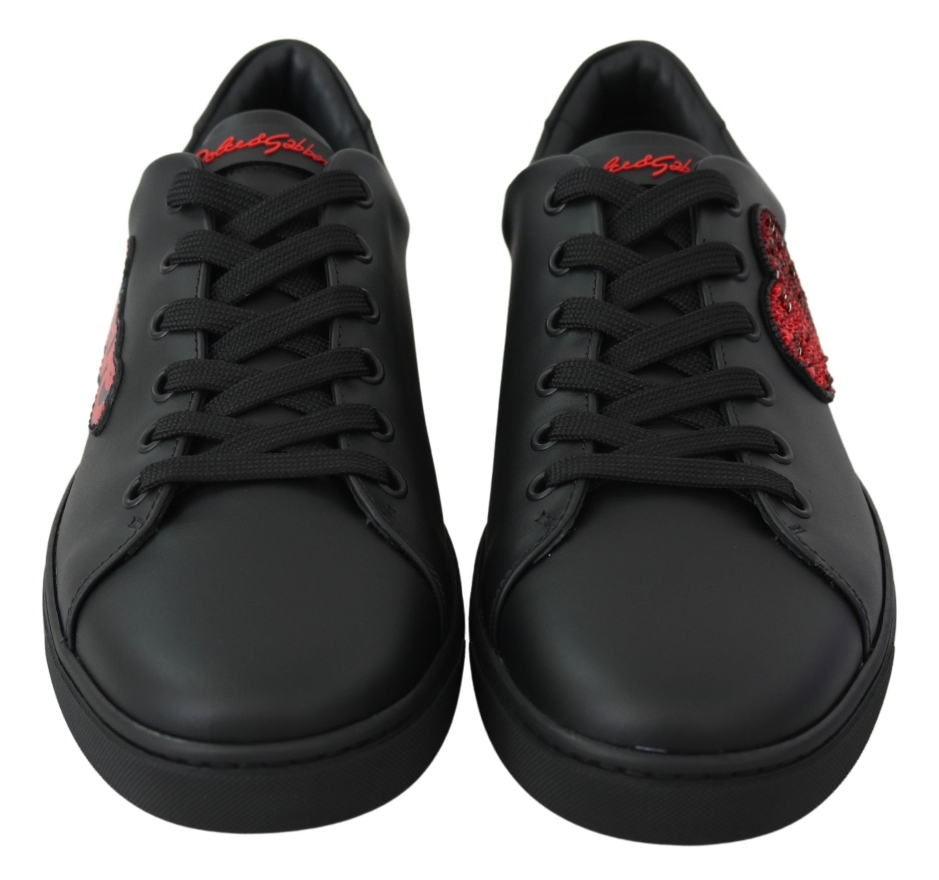 Elegant Leather Sneakers with Red Accents