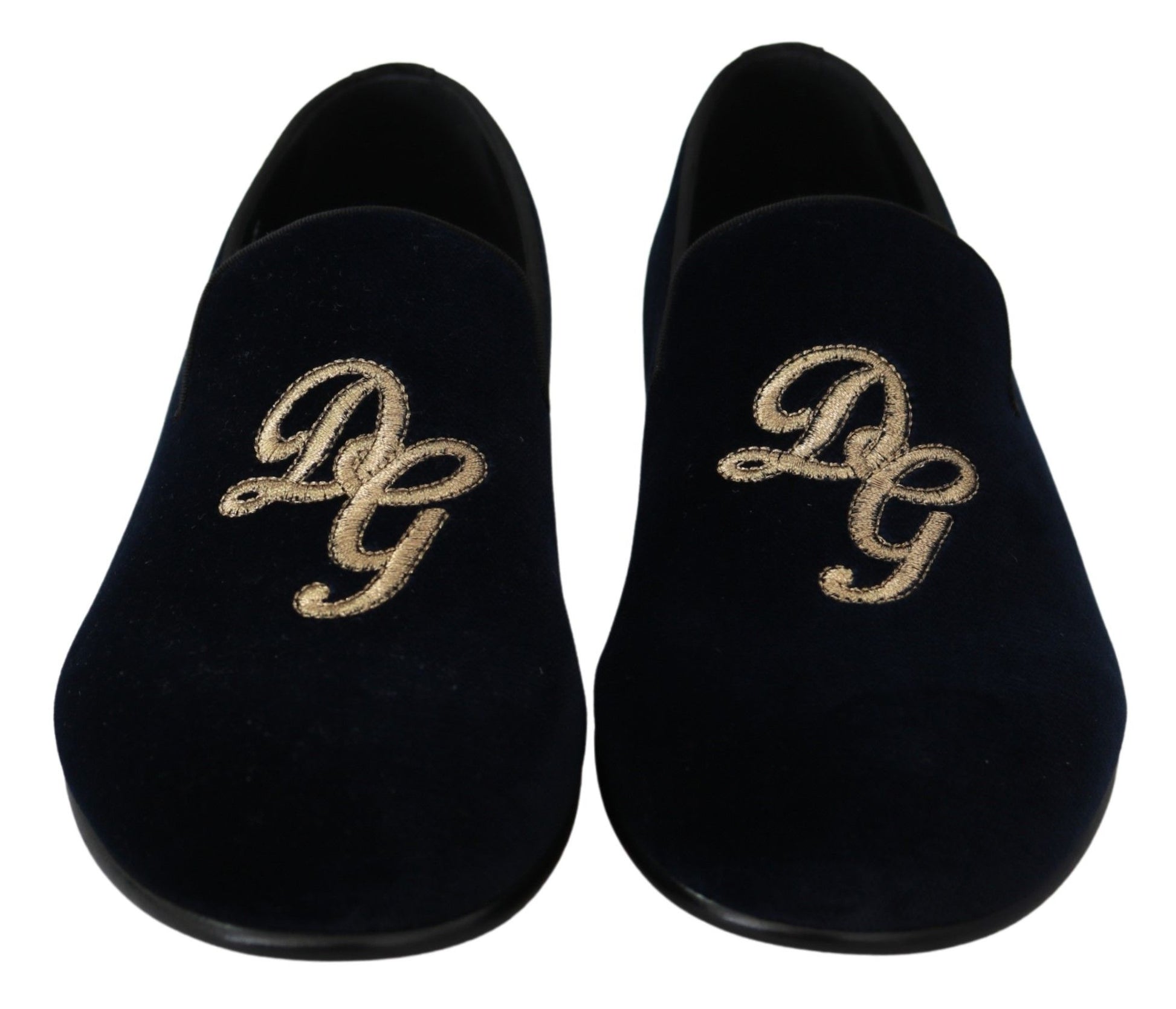 Elegante blauwe geborduurde loafers