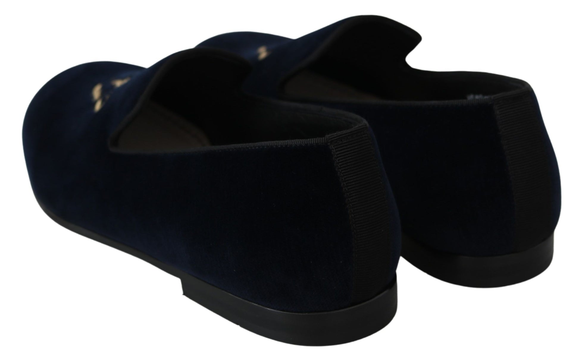 Elegante blauwe geborduurde loafers