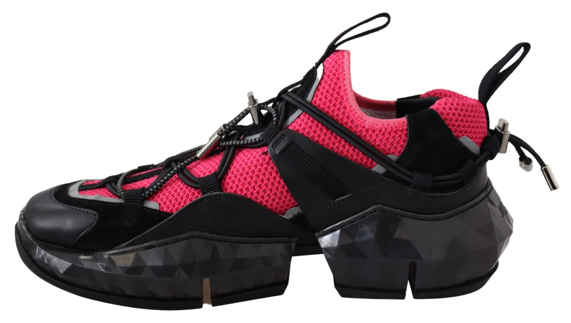 Elektrische Elegance leren mesh sneakers