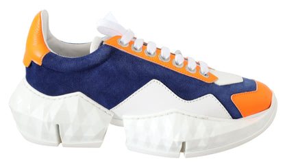 Elektrische Elegance leren mix sneakers