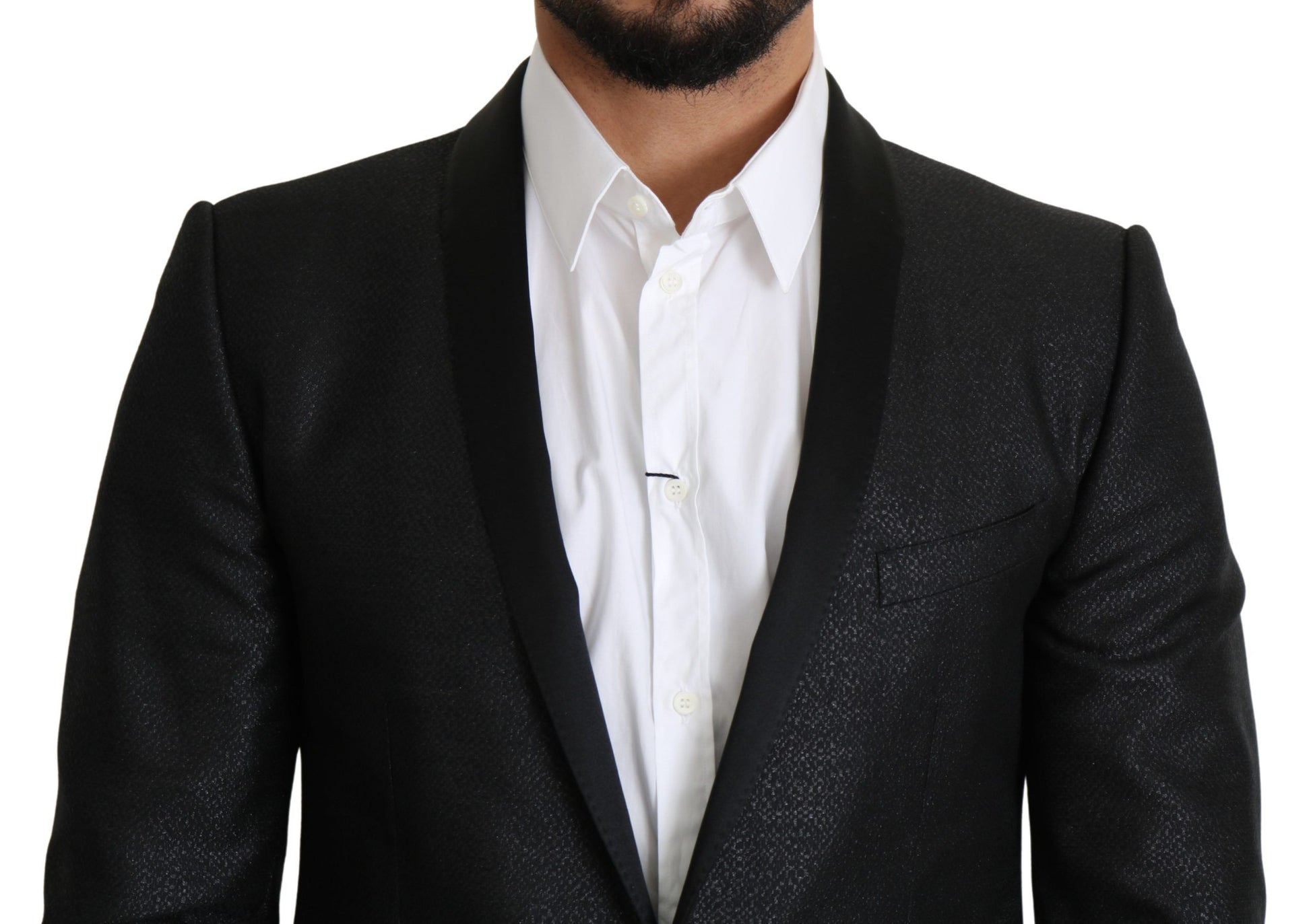 Elegante zwarte jacquard slim fit blazer