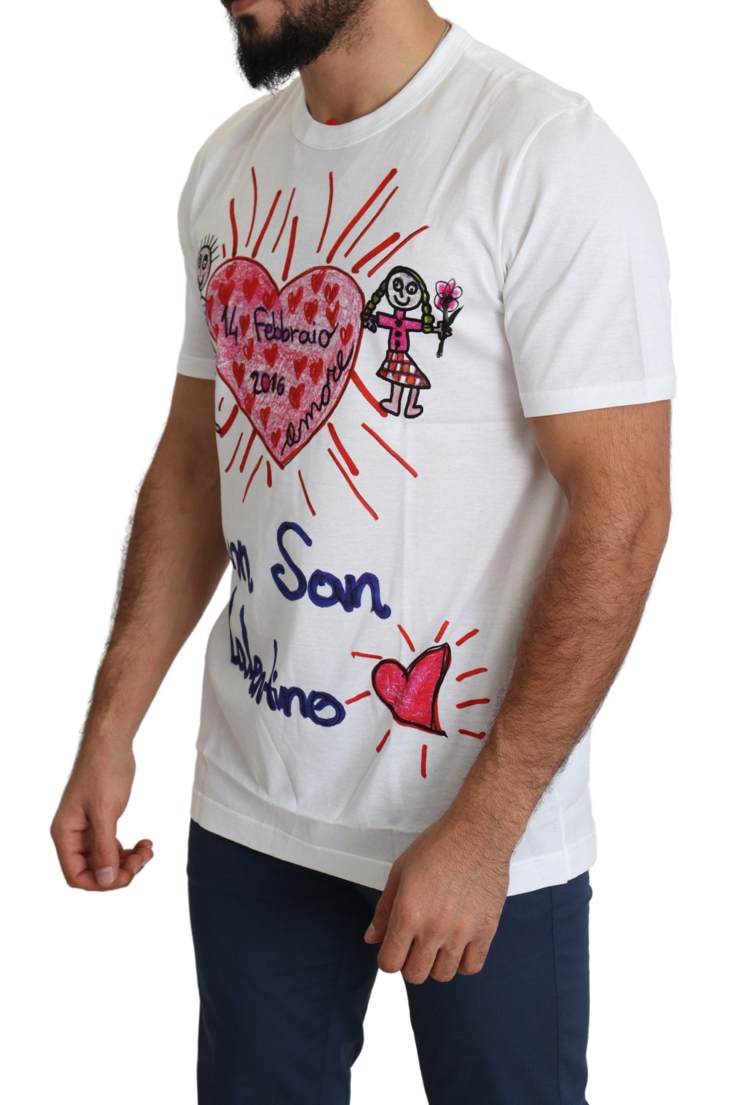 Romantisch hartprint T-shirt met ronde hals