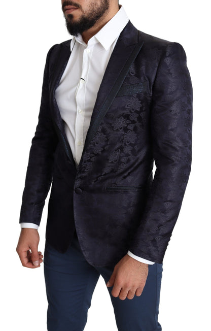 Elegante zijdenmix Martini blazer in blauw