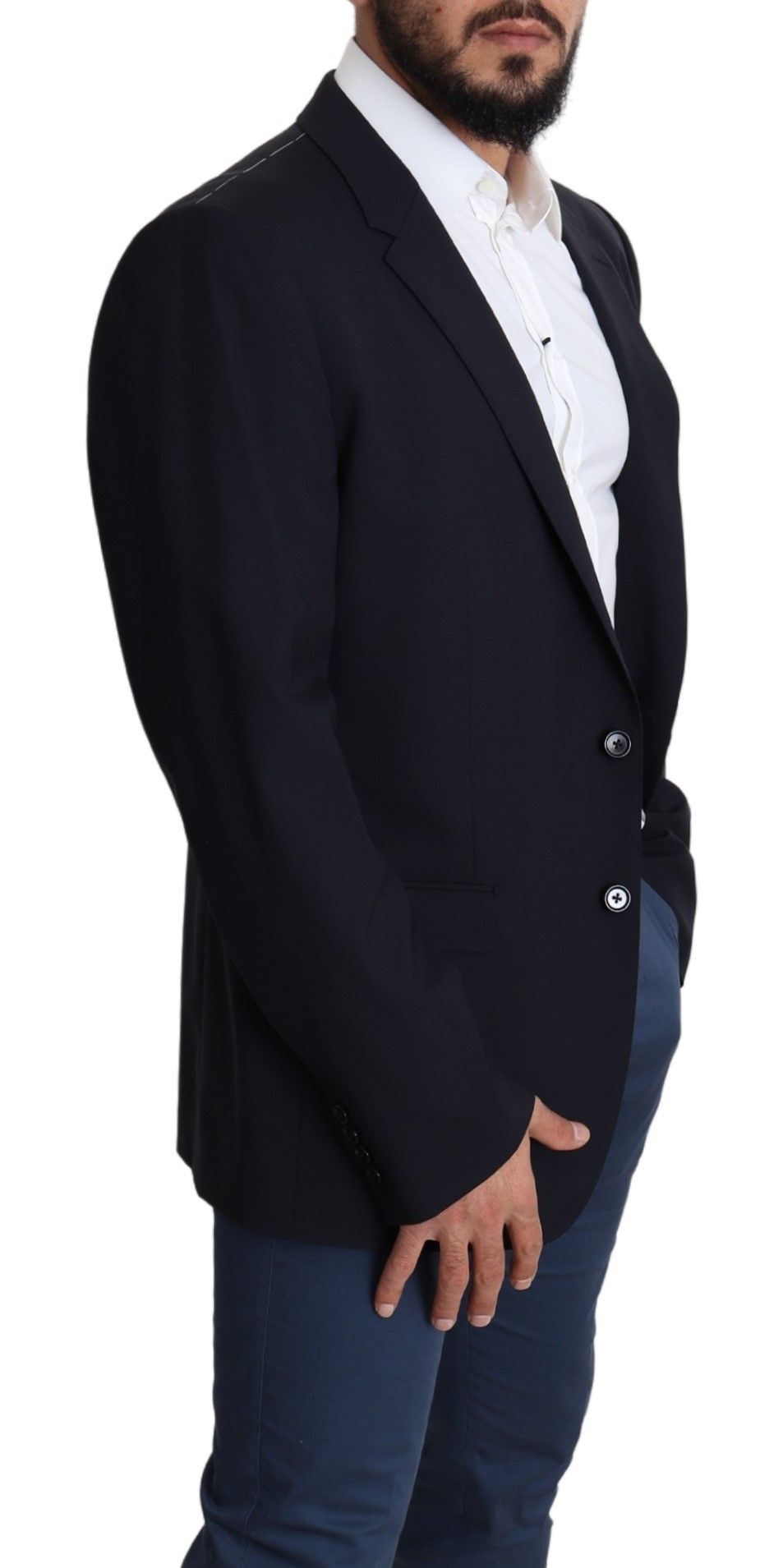 Prachtige zwarte wollen stretch martini blazer