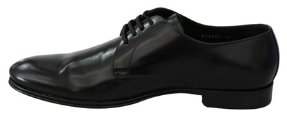 Elegante zwarte leren derbyschoenen