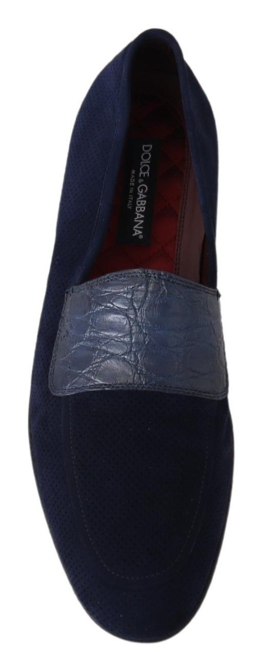 Elegante blauwe suède leren loafers