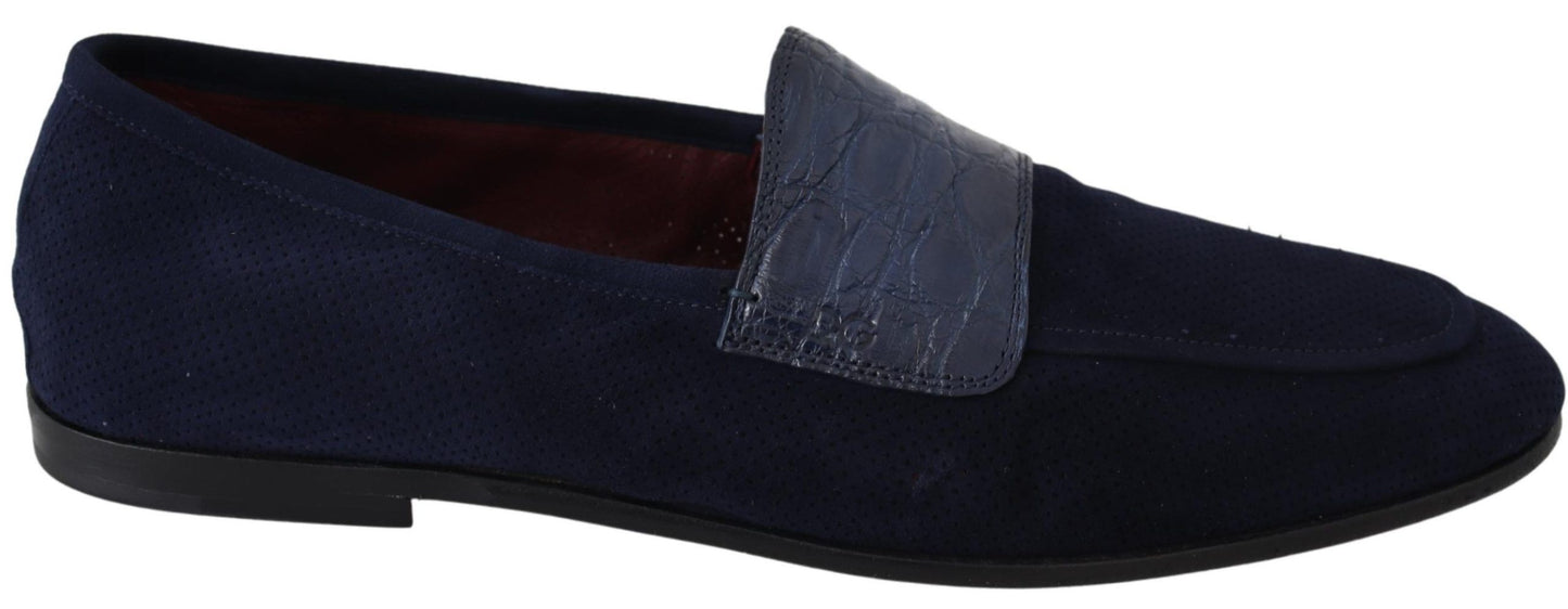 Elegante blauwe suède leren loafers