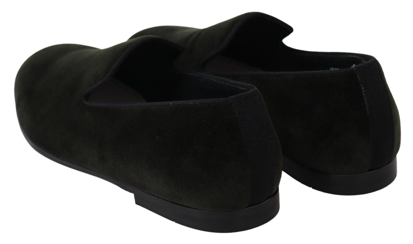 Elegante groene fluwelen loafers