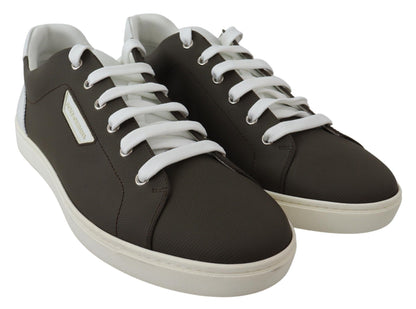 Strakke witte leren lage sneakers