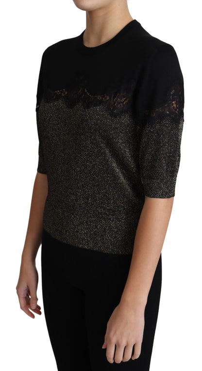 Elegante Lurex-jersey-kantblouse met draad