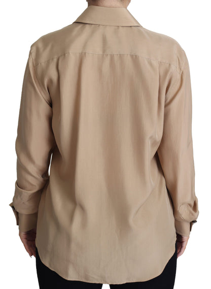 Elegante beige zijden blouse