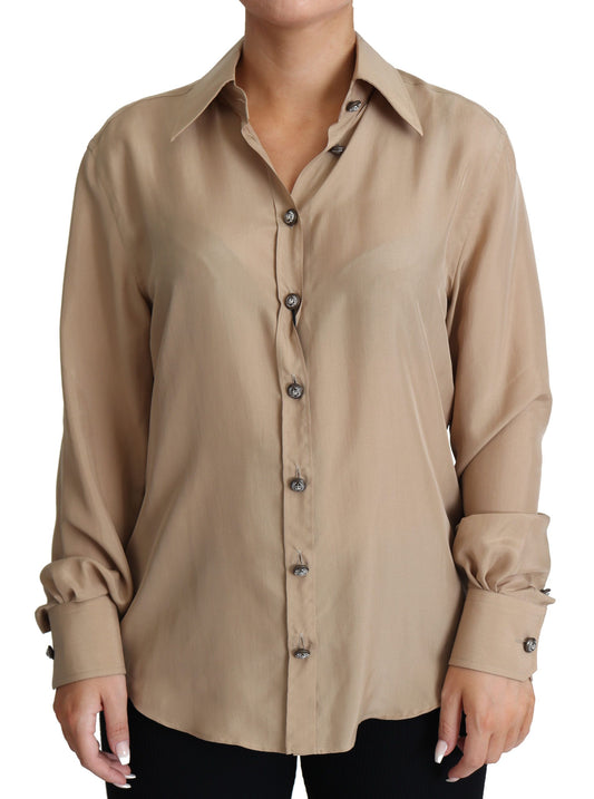 Elegante beige zijden blouse