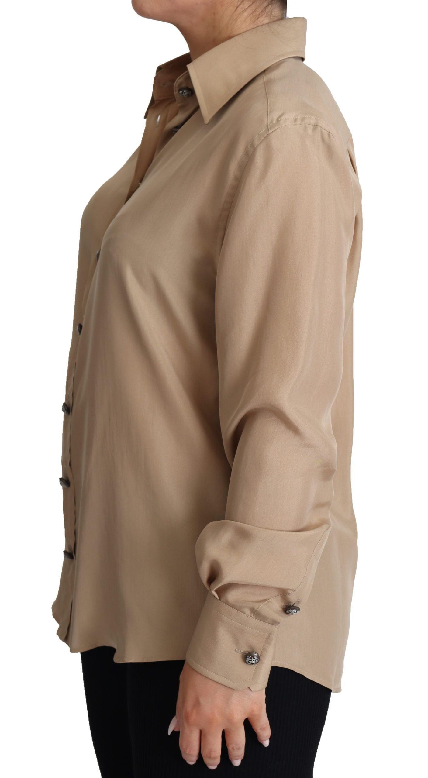 Elegante beige zijden blouse