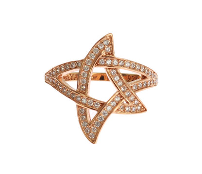 Pink Gold Plated Silver CZ Crystal Ring