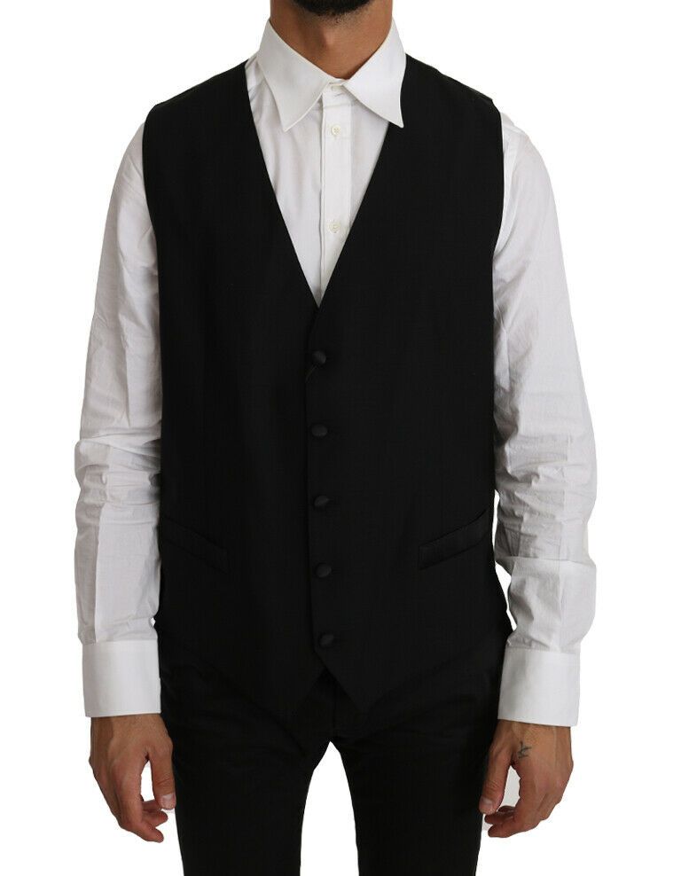 Elegante zwarte formele wolmix vest