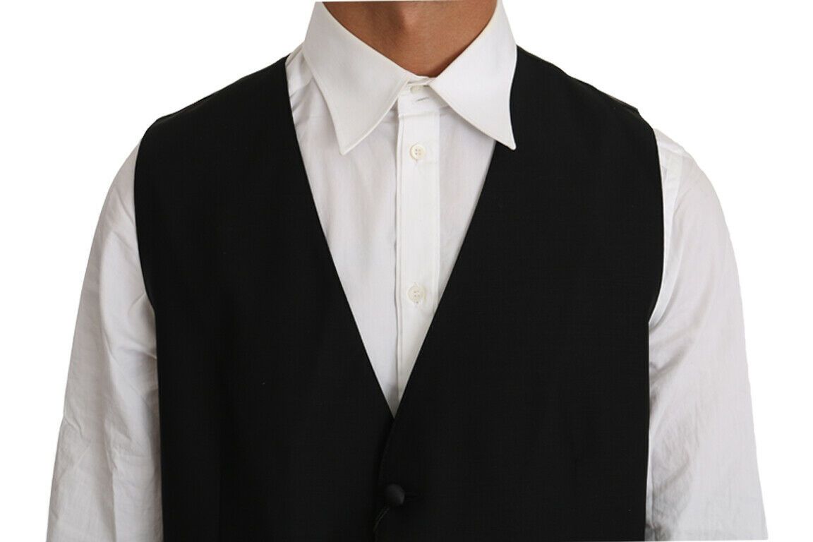 Elegante zwarte formele wolmix vest