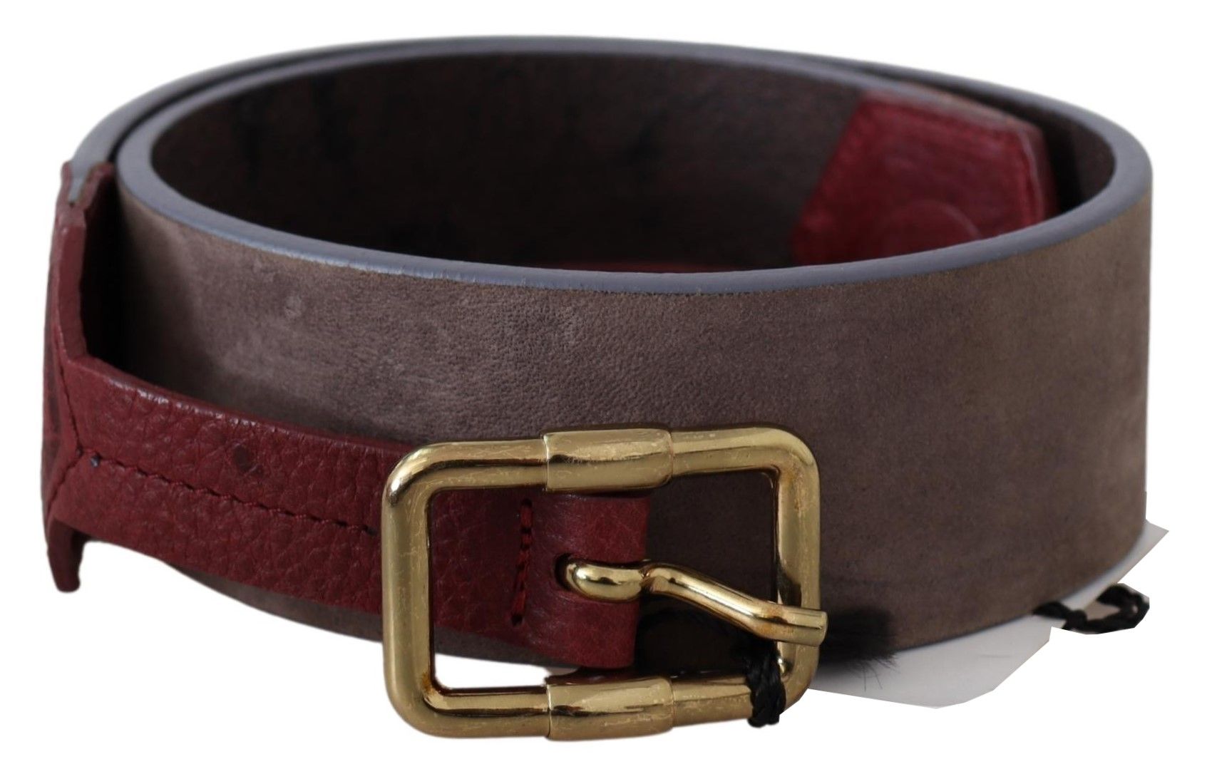 Elegante bruine leren riem met gouden gesp