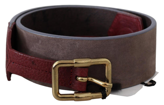 Elegante bruine leren riem met gouden gesp