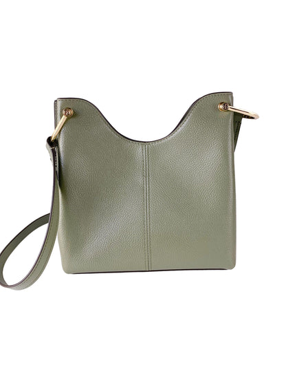 Joan Grote Geperforeerde Suède Leren Slouchy Messenger Handtas (Legergroen)