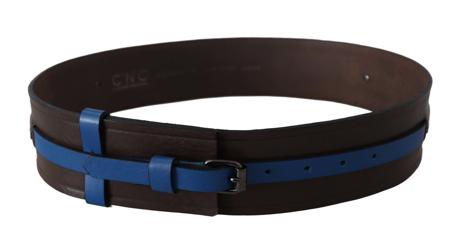 Elegante bruine leren riem met blauwe voering