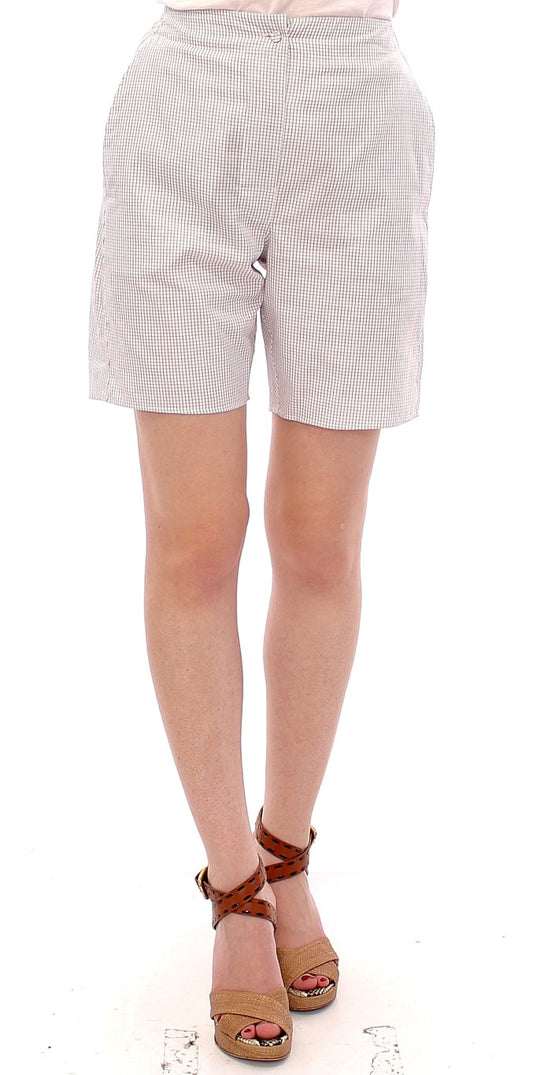 Chique witte geruite katoenen shorts