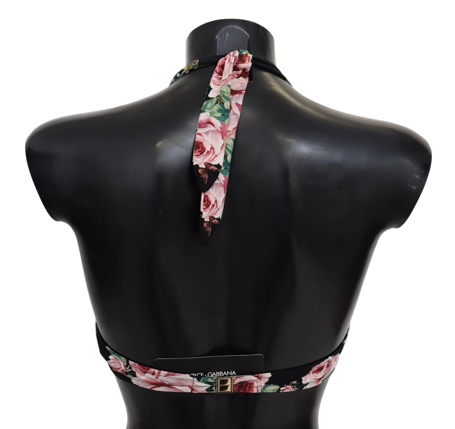 Elegante zwarte bloemen bikinitop