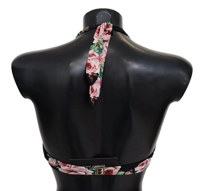 Elegante zwarte bloemen bikinitop