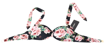 Elegante zwarte bloemen bikinitop