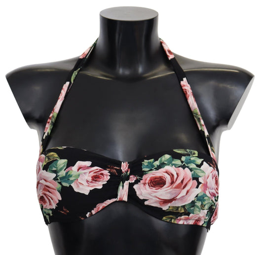 Elegante zwarte bloemen bikinitop