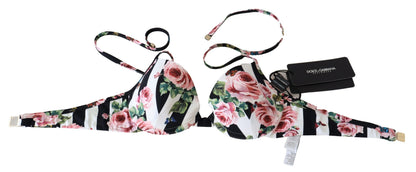 Chique bikinitop met rozenprint voor elegante stranddagen