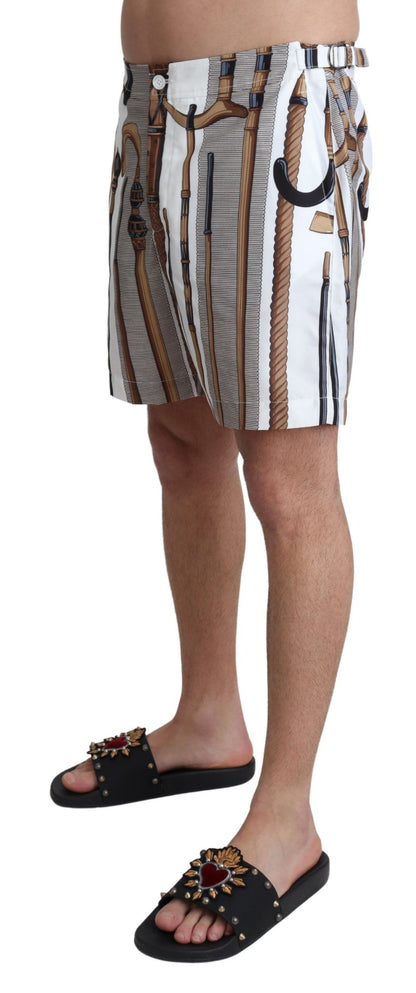 Elegante witte veelkleurige zwemshorts