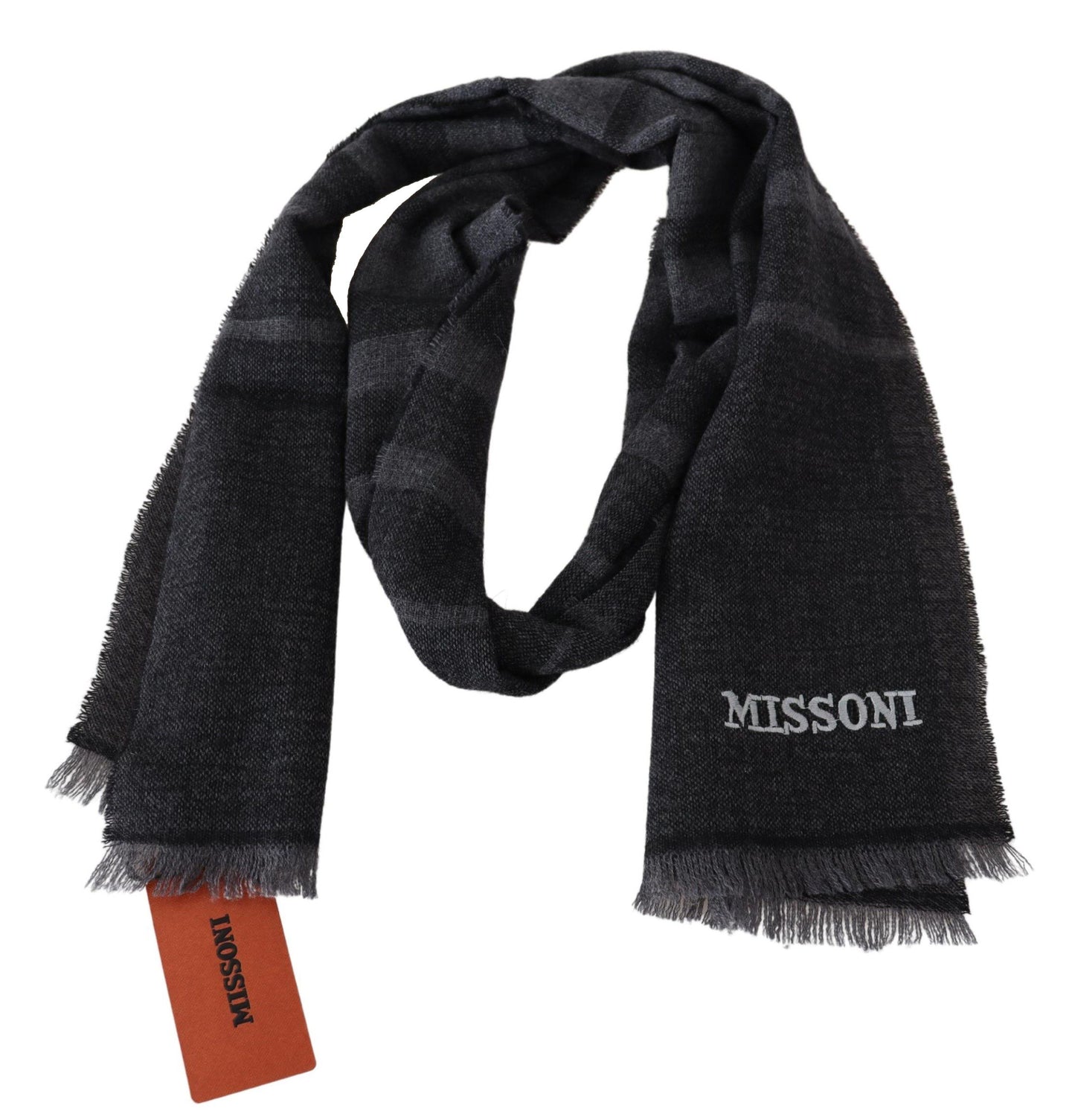 Elegant Wool Scarf with Signature Stripes