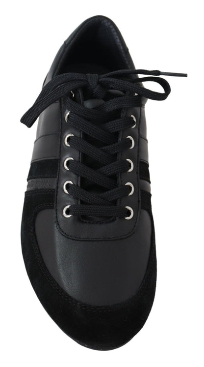 Elegante zwarte leren sport sneakers