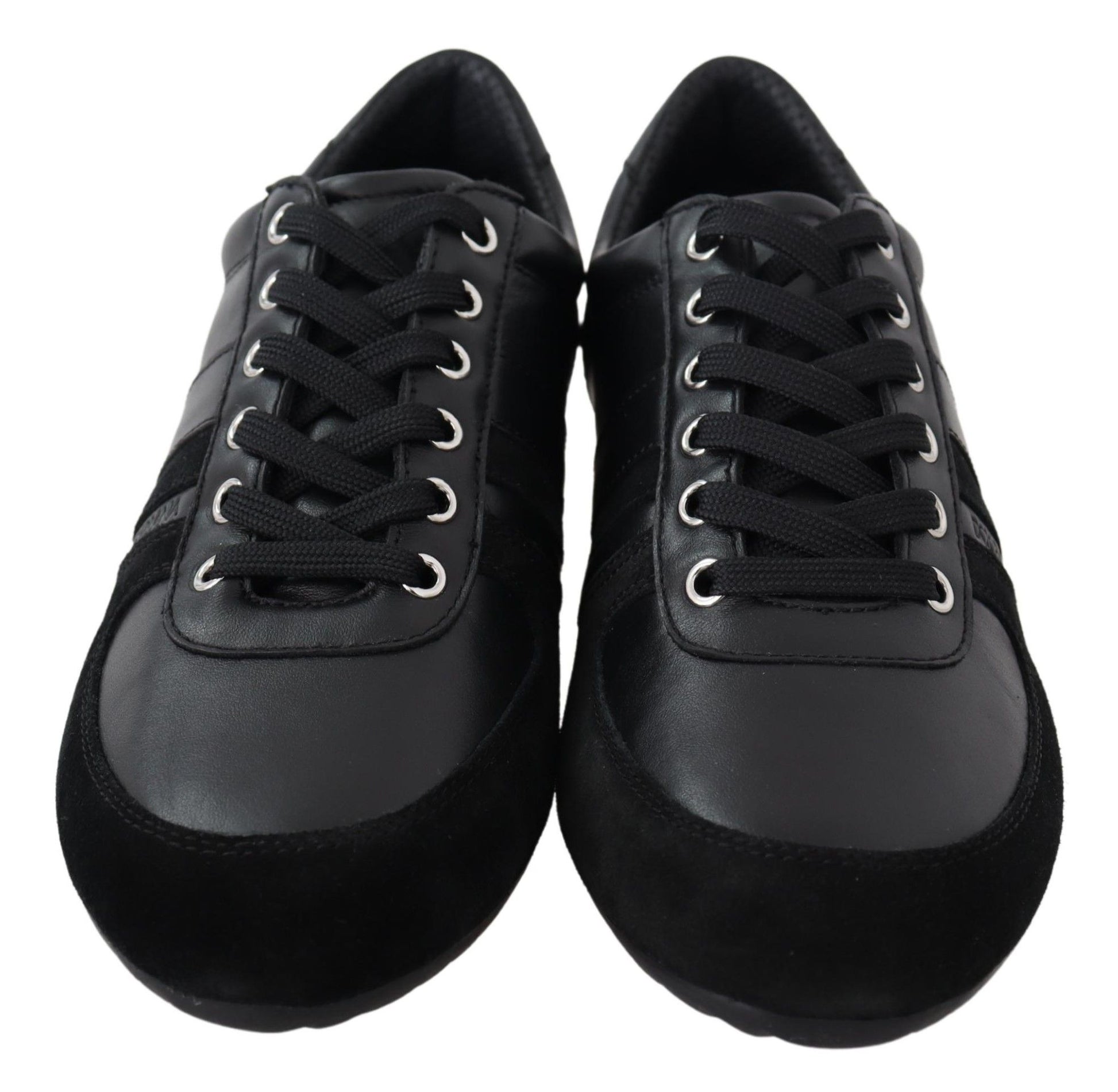 Elegante zwarte leren sport sneakers