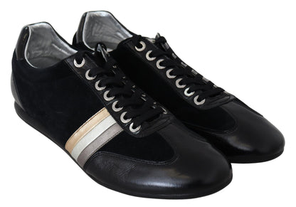 Elegante zwarte leren sport sneakers