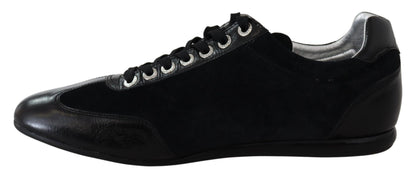 Elegante zwarte leren sport sneakers