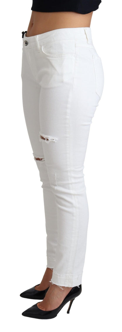 Chique witte designer jeans met middelhoge taille