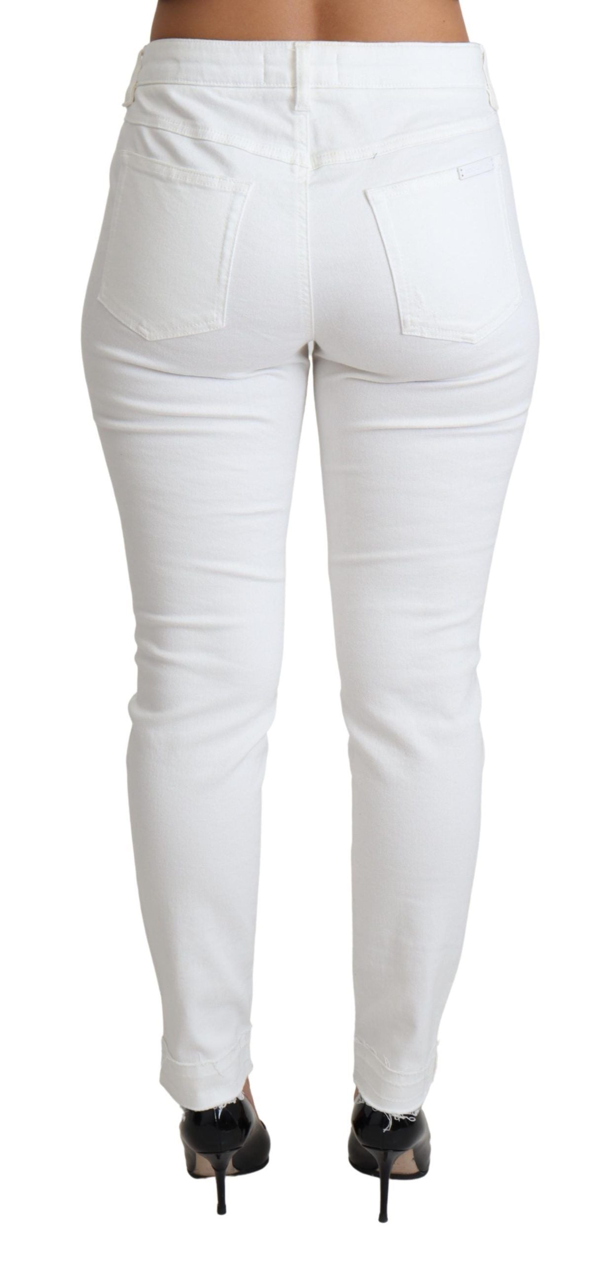 Chique witte designer jeans met middelhoge taille